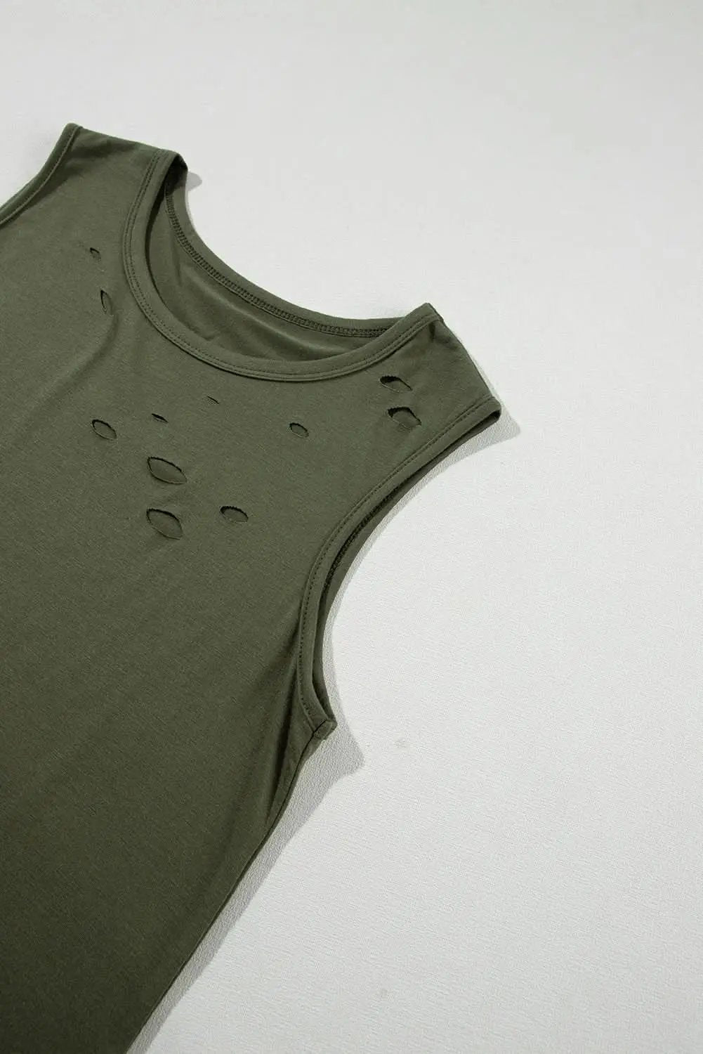 Jungle green distressed tank top - Love Salve